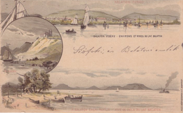 4. ábra. A Balatonról kiadott egyik első képeslap 1896-ban. (Dr. Sándor Csaba gyűjteménye)