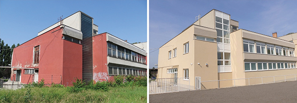 4. ábra. A MÁV FKG Kft. telephelyén található oktatási bázis – felújítás előtt és után