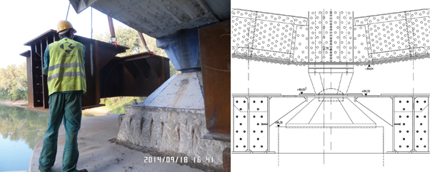 9. ábra. Mederpillér bennmaradó acélszerkezete