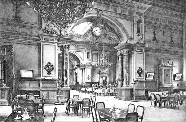 1. ábra. Frankfurt főpályaudvarának I. és II. osztályú váróterme, Németország, 1890