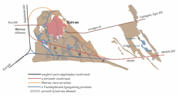 1. ábra. Vonalvezetési elképzelések Hatvan határában