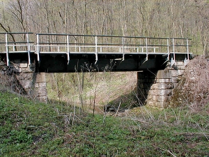 7. kép. A 460/61 hm-szelvényben található, átépítésre váró, szegecselt acélszerkezetű Cuha-híd