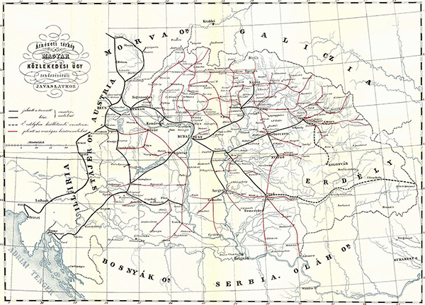 1. ábra. Széchenyi István 1848. évi javaslata a magyar közlekedési ügyről