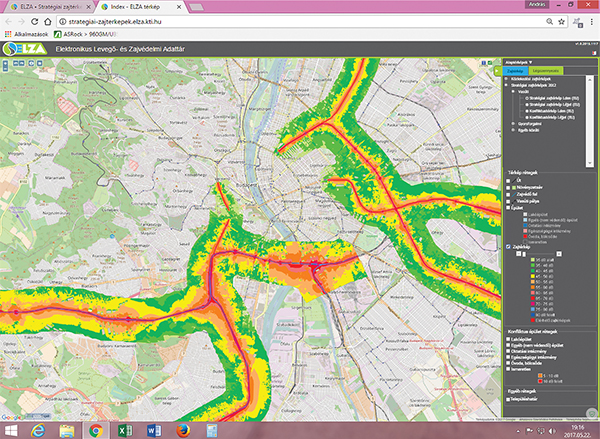 1. ábra. Stratégiai zajtérkép Budapest térségében