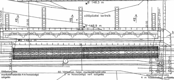 5. ábra. A cölöpök és a fejgerenda felülnézete