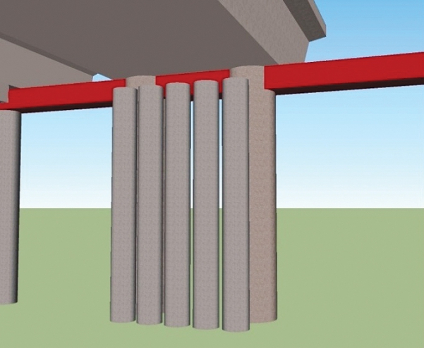 9. ábra. Felhozott cölöpökkel kialakított alátámasztás