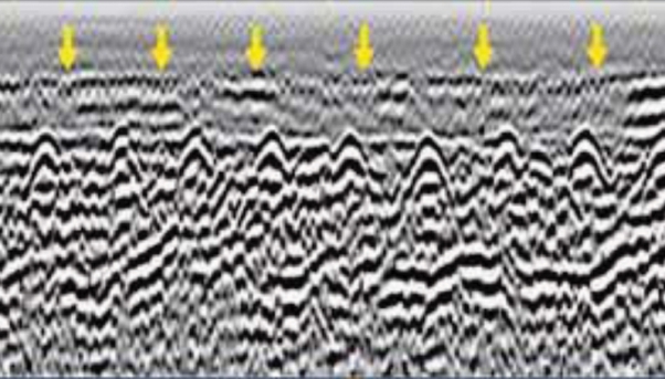 4. ábra. Radargram 400 MHz frekvencián és 2D képe