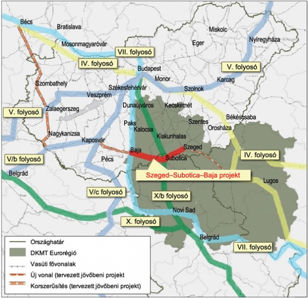 13. ábra. Egy jövőbeni, kelet–nyugati irányú vasúti korridor első eleme