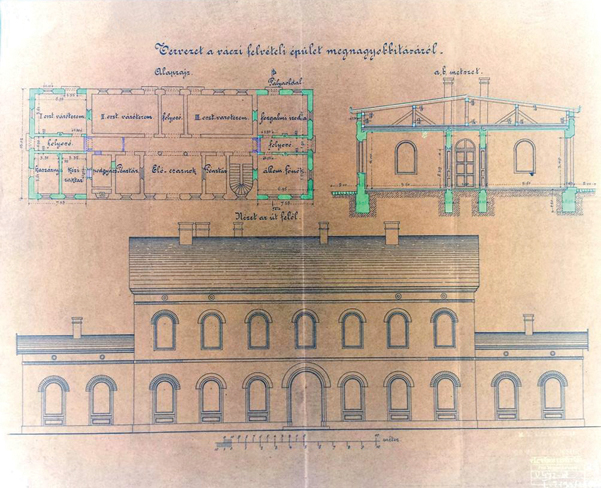 3. ábra. Az épület bővítése oldalszárnnyal, 1892