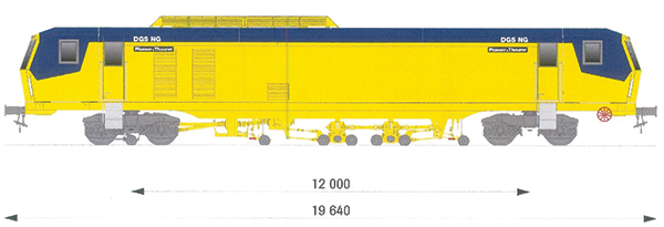 5. ábra. Plasser & Theurer DGS NG vágánystabilizátor jellemző méretei