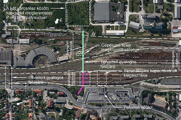 2. ábra. A vasútállomás vágányhálózata az építkezés megkezdésekor