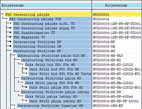 5. ábra. A projektstruktúra felépítése a SAP-ban