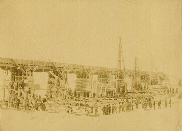 2. ábra. A gyomai Körös-híd építése, 1858