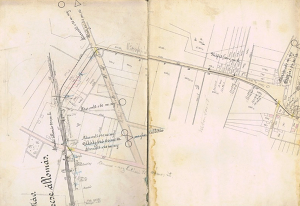 15. ábra. A Kemecse állomáshoz csatlakozó rétközi lórévasút helyszínrajza. (Forrás: MÁV-archívum)