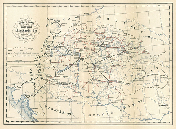 1. ábra. A „Javaslatok a magyar közlekedésügyről” mellékleteként elkészült térkép