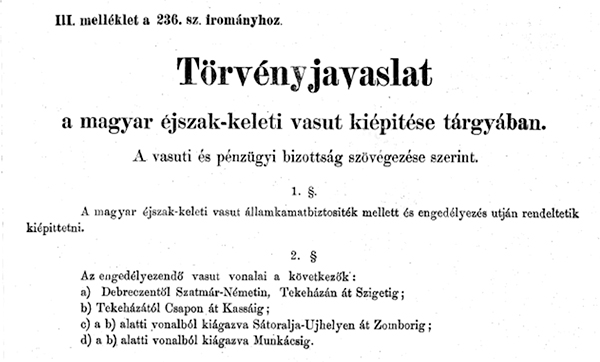 3. ábra. A törvényjavaslat részlete. (Forrás: Library Hungaricana, Országgyűlési Közlemények, 1868)