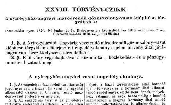 8. ábra. A törvénycikk kezdete a hivatalos lapban. (Forrás: Library Hungaricana, Országgyűlési Közlemények, 1870)